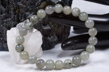 Pulsera de piedras preciosas espectrolito blanco | Pulsera esférica de 8 mm