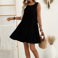 Vestido de poliéster estampado a cuadros para mujer holgado estilo casual vestido de verano