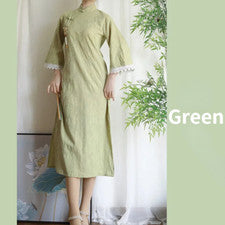 Vestido chino tradicional cheongsam mujer algodón jacquard étnico Qipao