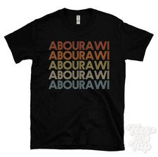 CAMISETA ESTILO RETRO REPETIDO ABOURAWI Hombre y Mujer Novedad Genial Nombre Regalo