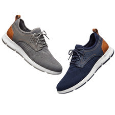 Zapatillas de deporte informales de punto con cordones para hombre ligeras cómodas zapatos para caminar gris marino