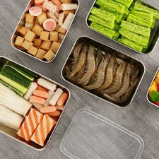 Juego de contenedores de alimentos apilables de acero inoxidable? con anillos obturadores de silicona