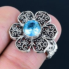 Anillo de joyería de plata esterlina 925 hecho a mano con piedras preciosas d...