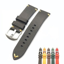 Correa de reloj correa de reloj de pulsera de cuero genuino de vaca 20-24 mm negra
