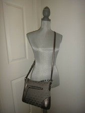 Bolso de Hombro Mensajero MICHAEL KORS Para Mujer FALLON Gris MK Firma Jacquard MD