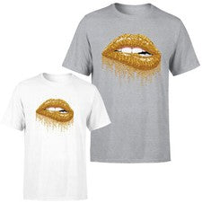 Camiseta Top Drip Labios Dorados Para Mujer Divertida Damas Eslogan Moda Tredny Gráfico