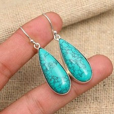 Pendiente de joyería de plata de ley 925 hecho a mano con piedras preciosas turquesa de Santa Rosa