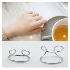 Anillo doble mujer 50-57 ajustable plata de ley 925 estrecho