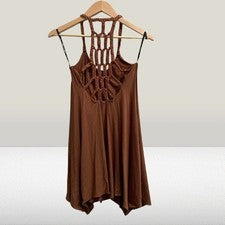 NUEVO Mini Vestido Sky Racerback Para Mujer Cuero Trenzado Espalda XS