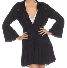 Vestido para mujer Raviya con inserción de encaje con botones delanteros negro XS