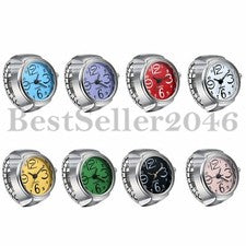 Reloj creativo de cuarzo con dedo de acero inoxidable anillo redondo elástico para hombres y mujeres