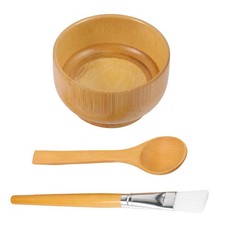 3 piezas de bambú facial cuidado de la piel mezclador tazón máscara facial cepillo juegos de herramientas cosméticas