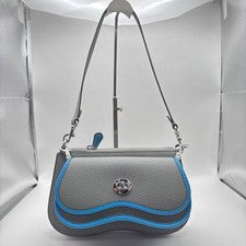 Bolso de Hombro Coachopia Artículo Cuero Gris Azul 2 Vías 31a