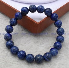 Natürlich 6/8/10/12mm Blau Lapis Lazuli Rund Edelstein Perlen Armband 19cm
