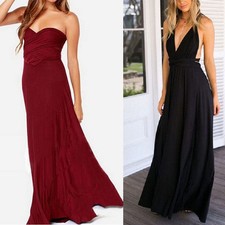 Damas Mujeres Elegante Maxi Vestido de Verano Moda Falda Cuello Halter Fiesta de Vacaciones