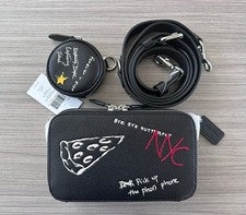 Bolso Bandolera Coach Charter Delgado Nuevo con Etiquetas con Estampado de Bocetos Negro Multi CAM96