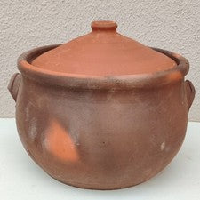 Olla de arcilla hecha a mano de 150 fl oz con tapa utensilios de cocina natur...