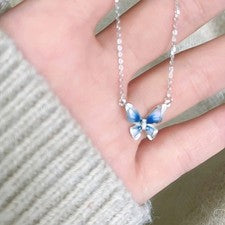 Halskette Silber 925 – Mini Schmetterling Blau, Zart & Elegant