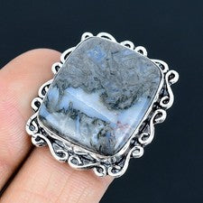 Tubo de ágata piedras preciosas hecho a mano 925 anillo de joyería de plata...