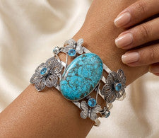 Brazalete Brazalete Topacio Turquesa Natural Plata de Ley 925 Joyería Artesanal ADJ