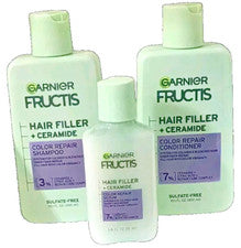 GARNIER Fructis Relleno de Cabello + REPARACIÓN DE COLOR CERAMIDA Champú Acondicionador + Suero