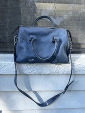 Bolso Bandolera Henri Bendel Azul Claro Fin de Semana Doble Asas Plateado Herrajes