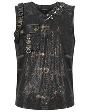 Camiseta sin mangas Diablo Moda Para Hombres Gótico Apocalíptico Steampunk Punk Chaleco Negro Bronce