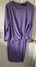 RALPH LAUREN Talla 16 Elástico Cuello Redondo Mujer Vestido Morado Nuevo