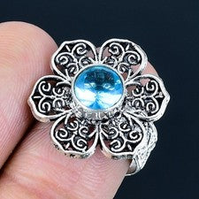 Anillo de joyería de plata esterlina 925 hecho a mano con piedras preciosas d...