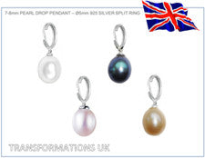 Colgante con dije de perlas - Agua dulce genuina - Plata de ley 925 - Opciones de color