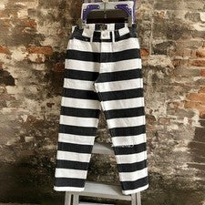 Pantalones de motociclista retro para hombre pantalones de lona a rayas estilo vintage