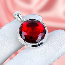 Colgante de plata granate rojo plata de ley 925 colgante hecho a mano colgante de plata