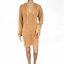 ¡NUEVO CON ETIQUETAS! Gimnasio Streetwear Bronceado Manga Larga Vestido Playa Encubrimiento Mujer’s Talla S Verano