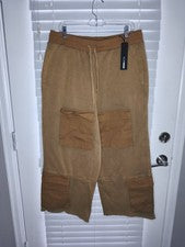 Nuevo con etiquetas Moda Nova Hombres Pantalones de chándal cargo Tostado Camel Marrón Pierna ancha Joggers Talla M