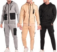 Nuevo Para hombres Diseñador Utilitario Alta Moda Bolsillos de Carga Chándal Sudadera con Capucha Corredores