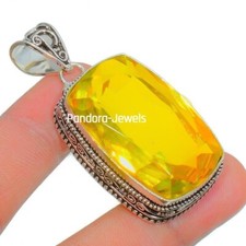 Piedras preciosas de citrino de limón hechas a mano joyas de plata de ley 925 regalo a su colgante