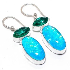 Pendiente de joyería de plata esterlina 925 hecho a mano con piedras preciosa...