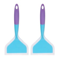 Espátula de silicona Tamagoyaki 2 piezas, espátula antiadherente para panqueques, azul/púrpura
