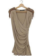 Minivestido mujer Hallhuber vestido de verano viscosa marrón elegante talla 38