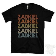 CAMISETA ZADKIEL ESTILO RETRO REPETIDO Hombre y Mujer Novedad Genial Nombre Regalo