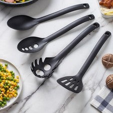 Juego de utensilios de cocina de nailon resistentes al calor para cocina en el hogar diseño de borde suave