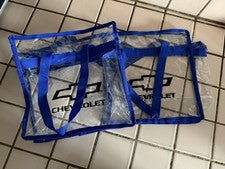 Bolso de Mano CHEVROLET Transparente con Correa de Color Azul (L11.5”xW11.5”xD5”)