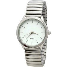Reloj pulsera Blekon para mujer 35 mm esfera color liso correa elástica plateada - Elegante