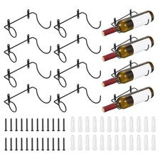 Soporte de pared de vino en espiral de 12 piezas para decoración de pared de bar de cocina en el hogar negro derecho