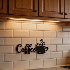 Elegante taza de café de hierro decoración de pared para interiores contemporáneos 38x18 cm negra