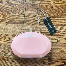 Bolso sin asas de noche con cierre de beso y diamantes de imitación rosa La Terre para mujer nuevo con etiquetas OS