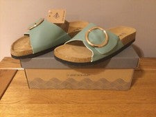 Sandalias de mula Dunlop “Juno” para dama, talla 5, verde salvia - NUEVAS PRECIO DE VENTA SUGERIDO POR EL FABRICANTE £30