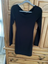 Vestido Guess negro manga larga espalda peekaboo para mujer talla XS