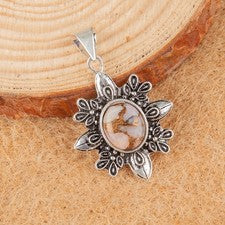 Colgante de joyería de plata de ley 925 hecha a mano con piedras preciosas turquesa ópalo rosa regalo