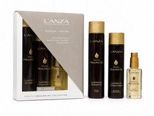 L’ANZA Aceite Curativo de Queratina Reparación + Brillo Champú Acondicionador Trío Set